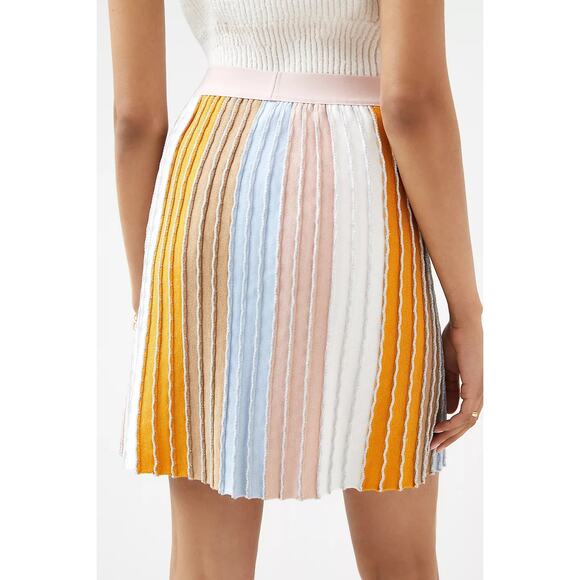 Eva Franco Pleated Knit Metallic Pastel Stripe Mini Skirt Size Large - Picture 4 of 12